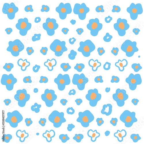 Wallpaper Mural 青い花シームレス背景パターンイラスト Torontodigital.ca