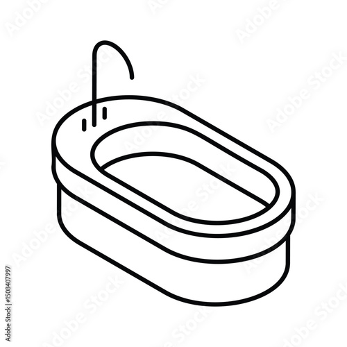 A modern isometric icon showcasing a sleek bathtub