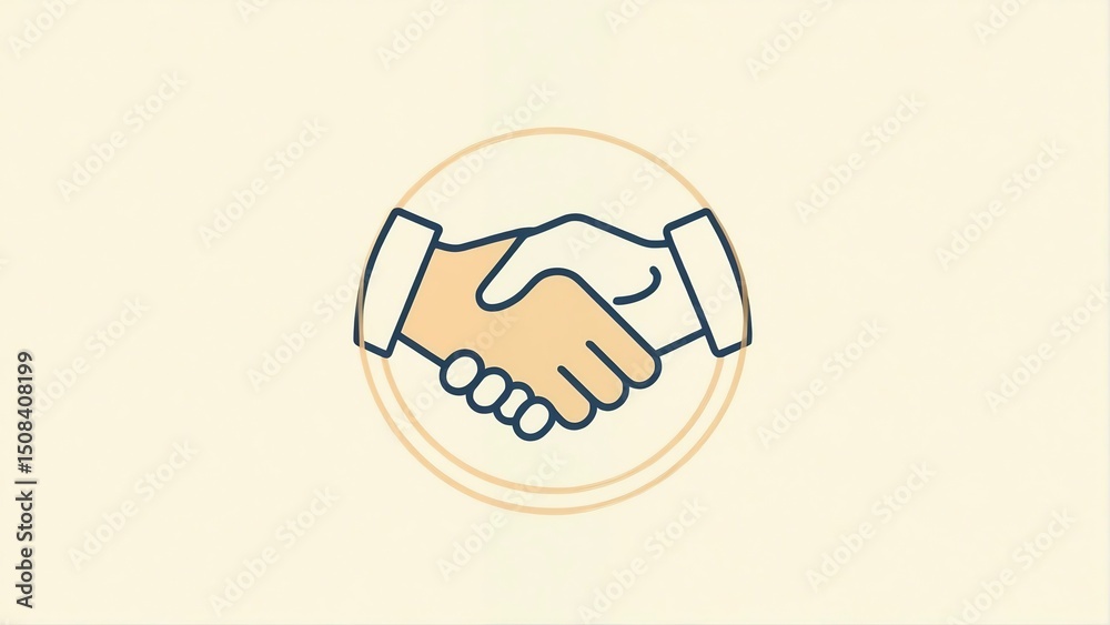 Fototapeta premium Simple handshake icon in circle for agreement