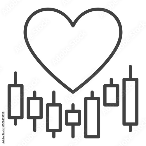 Heart with Candlestick Pattern vector I Love Trading icon or sign in thin line style