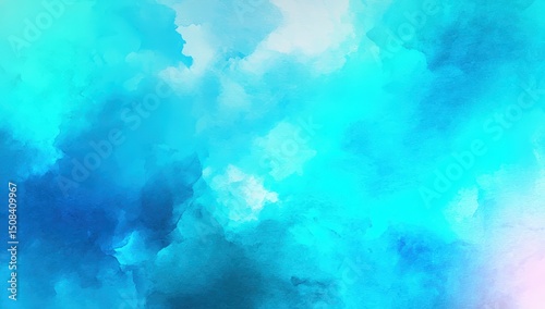 Abstract Watercolor Background In Vibrant Blue Tones