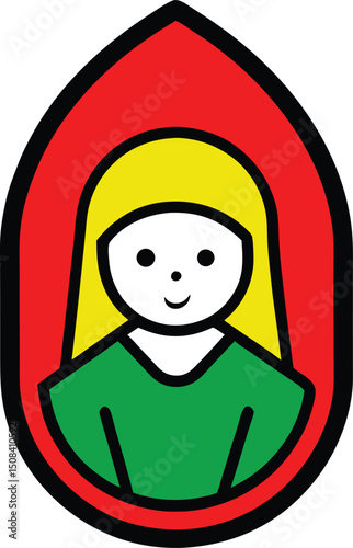 vector outline baby jesus in manger logo icon with (1).eps