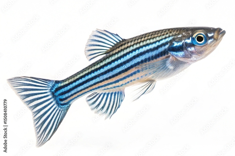 Fototapeta premium Striped danio fish high resolution image isolated on white background