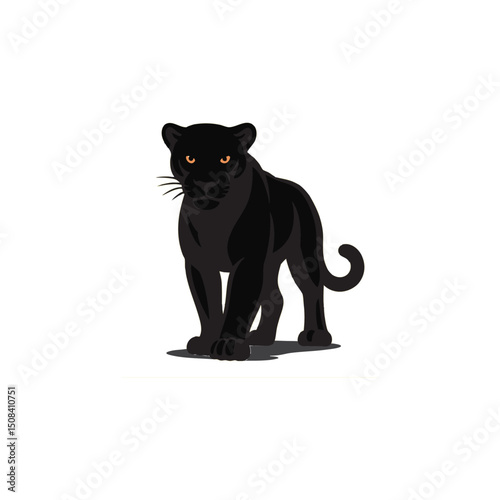 Majestic Black Panther Standing Proudly with Intense Gaze and Shadow