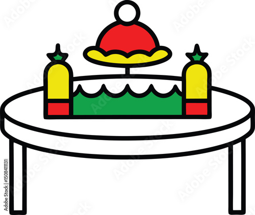vector outline christmas dinner table logo icon wi.eps