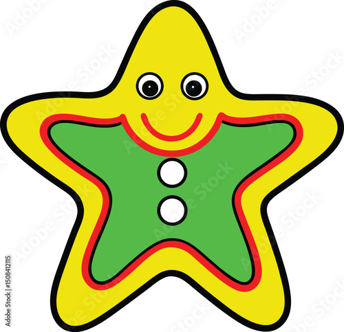 vector outline gingerbread star cookie logo icon w.eps