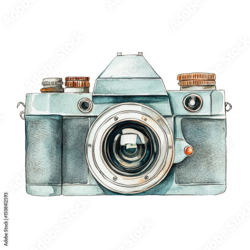 Vintage Camera Illustration on Transparent Background for Design Use