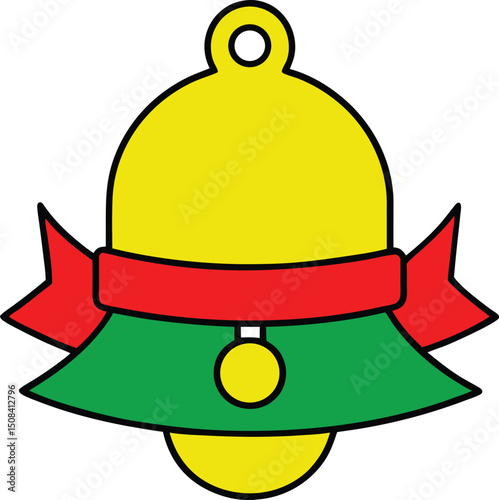 vector outline jingle bell with ribbon logo icon w (1).eps