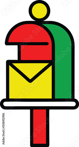 vector outline mailbox full of letters logo icon w.eps