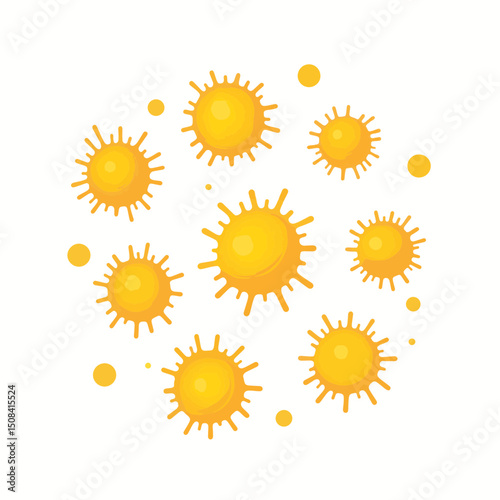 Stylized pollen grains on white background, microscopic beauty