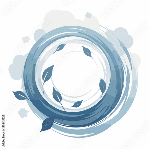 Abstract windstorm spiral with soft clouds, dynamic energy concept