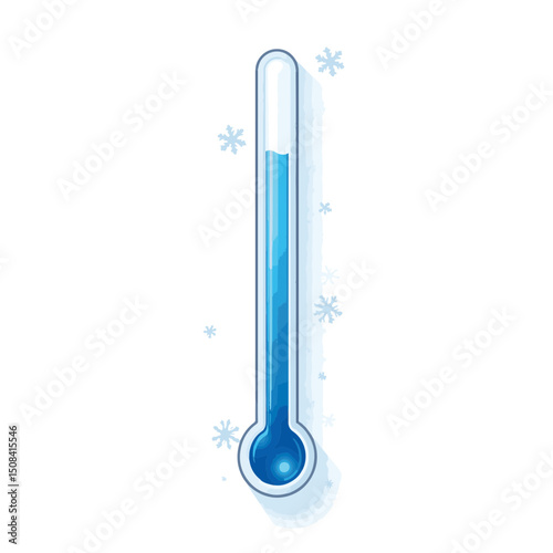 Modern thermometer indicating low temperatures, winter symbolism