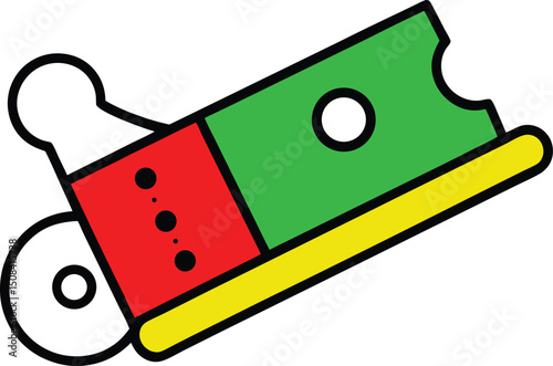 vector outline sleigh ride ticket logo icon with w.eps