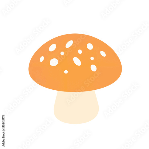 Minimalistic orange mushroom cap illustration on white background, simplicity