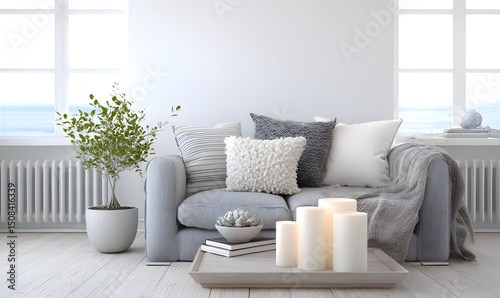 Modern Scandinavian living room, generation AI 