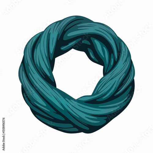 Elegant infinity scarf in deep teal hue against white background, fashion accessory