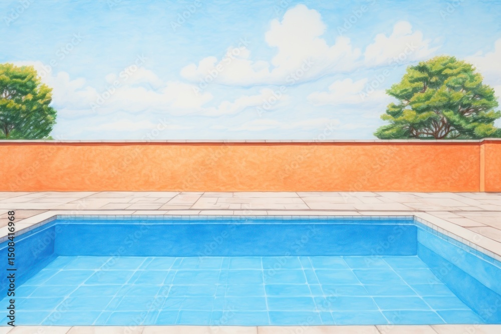 Obraz premium Outdoor pool outdoors architecture drawing.
