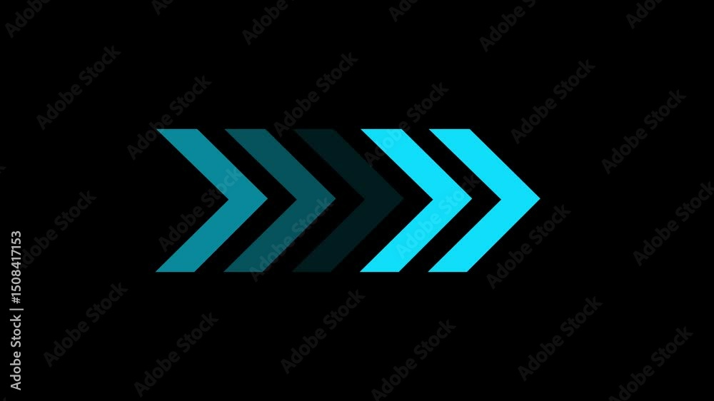 teal color arrows indicate the direction of the overlay video layer. swipe-right navigation animation. Blinking arrows: the down to up arrows are looping. arrow loop animation direction concept.