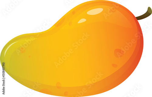Summer fruit mango. Fresh and ripe mango fruit in cartoon style.