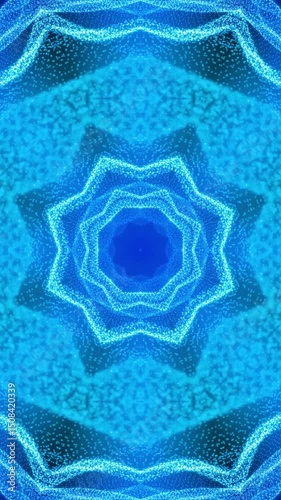 Vj Loop Blue Neon kaleidoscope. Vertical looped video