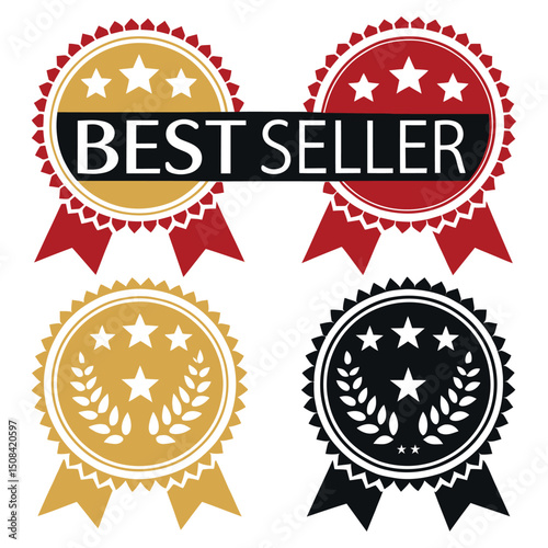 Best Seller Badges Set Isolated on White Background, Vector Illustration
