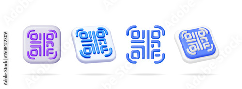 Digital verification 3d icon set. Electronic authentication vector illustration. Online security and identification concept for access.