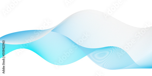 	
Abstract flow white and blue blend waves lines and technology background. Modern white flowing wave lines and glowing moving . Futuristic technology and sound wave lines background.