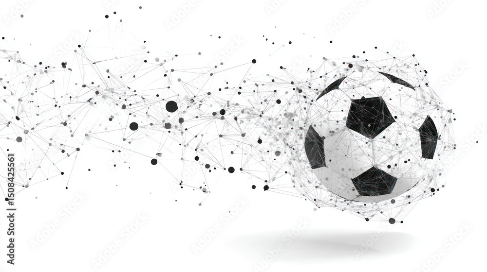 Naklejka premium Abstract Soccer Ball in Motion: A Network of Connections