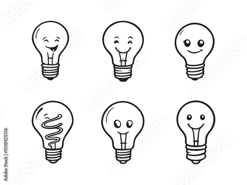 Light bulbs line art illustration