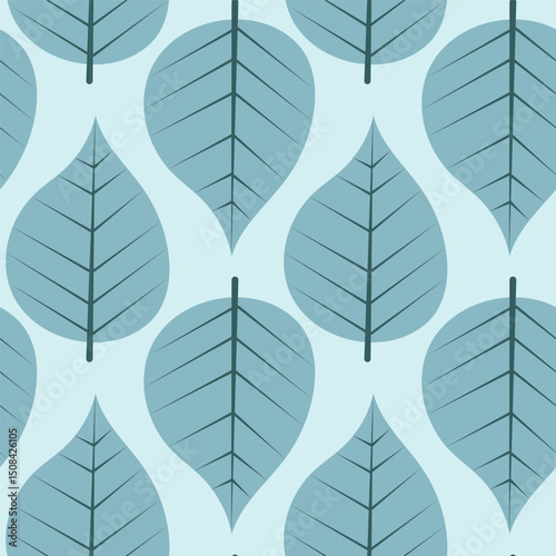 Simple pattern with autumn leaves on a blue background. Seamless pattern for design, textile, wrapping paper.