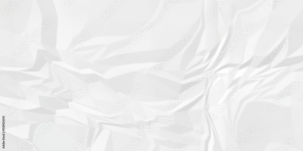 White abstract crumple obsolete billboard rumple. wrinkle ripped creased white crumple aged closeup craft document grunge recycling paper background.	

