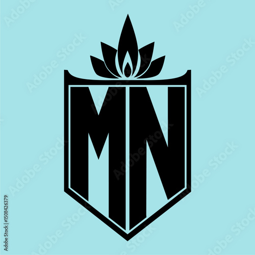 MN Logo with Elegant Crown Symbol and Shield
