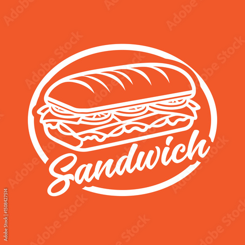 Sub Sandwich Logo Vector Design in Single Outline.eps