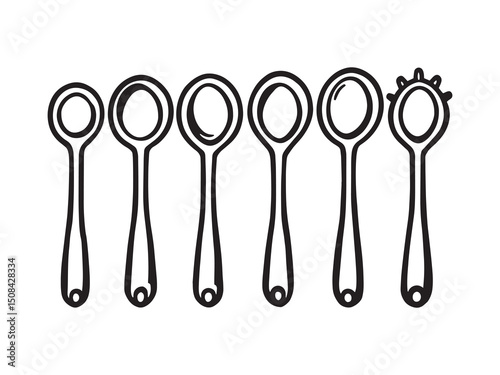 Measuring spoons line art illustration