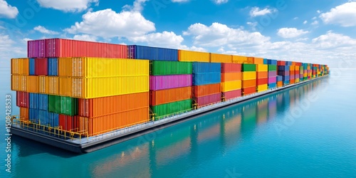 A port scene showing international trade containers being loaded