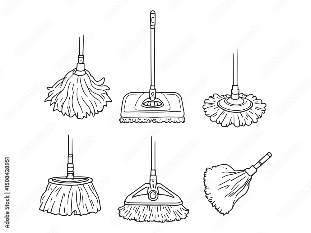 Mop line art illustration