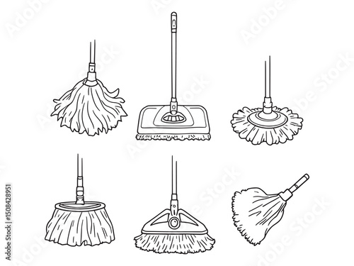 Mop line art illustration