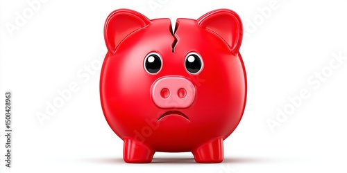 Abstract representation of financial strain using broken piggy bank icon