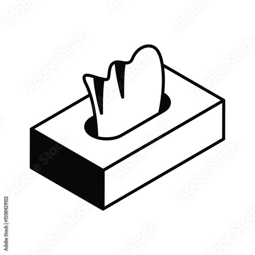 An amazing isometric outline icon of a soft tissue box