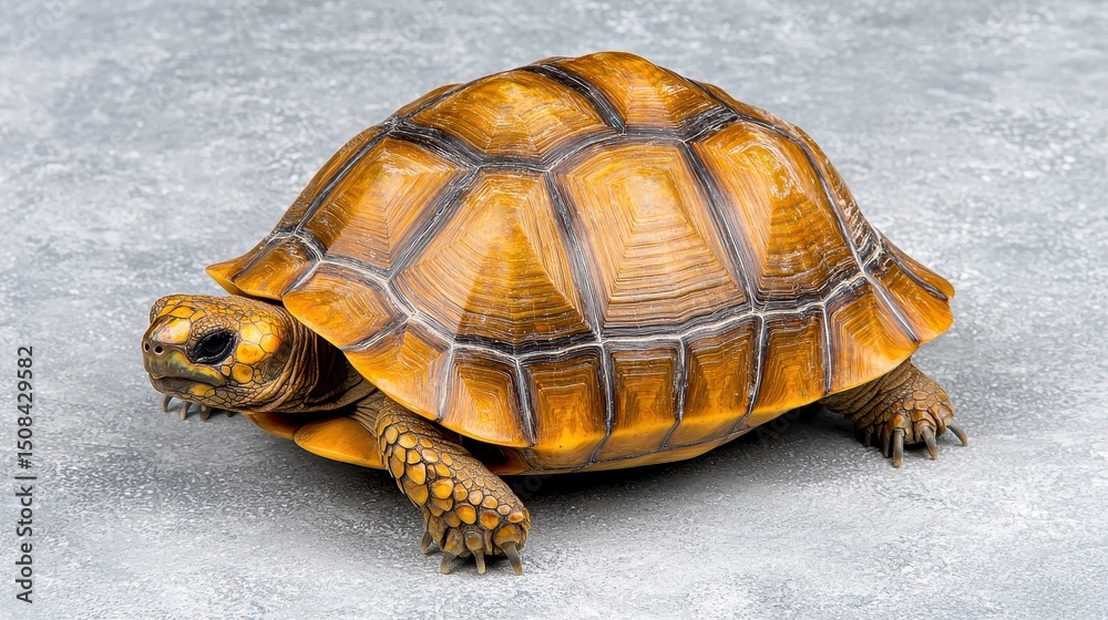 Obraz premium Yellow Tortoise on Gray Textured Background