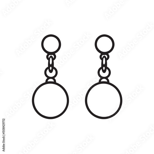 Two circular earrings are dangling with connected rings on a white transparent background