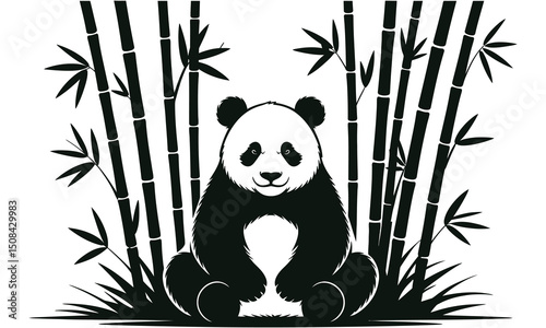 panda and bamboo
