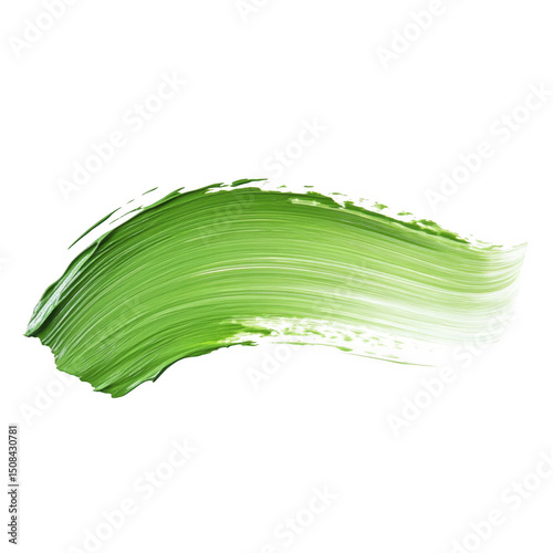 Green paint brush stroke isolated on transparent background