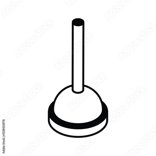 An isometric style icon featuring a plunger tool.