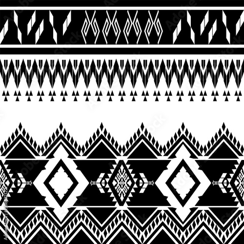 geometric pattern Black,white. Native American tribal fabric, design vector for woven textile printing, tile, motifs, carpet, cards, picture books, ethnic boho indian texture ornament seamless pattern
