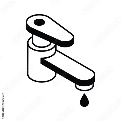 Check out this isometric icon of metal bathroom tap