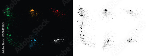 Yellow, purple, black, blue, green, white, and red blood vector splatter background collection