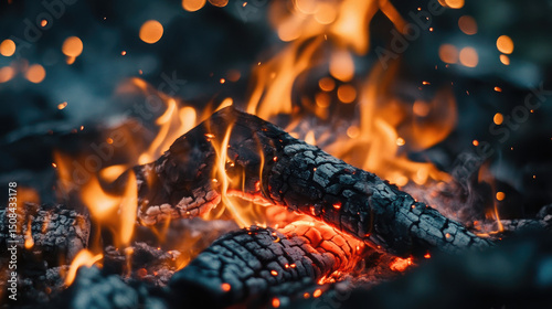 fire in the fireplace