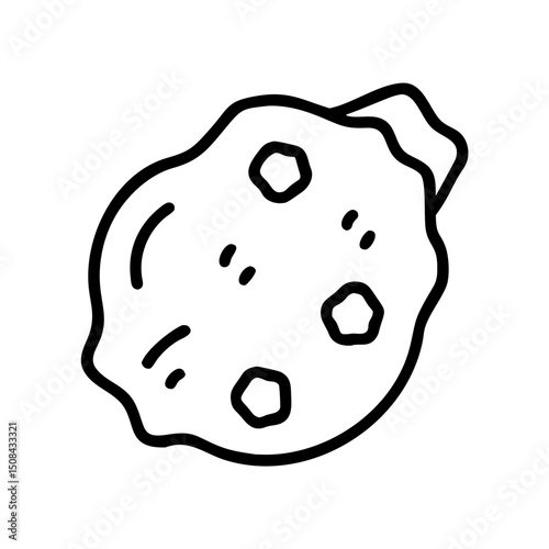 Asteroid icon with black outline and transparent background, concept of icon cosmos  