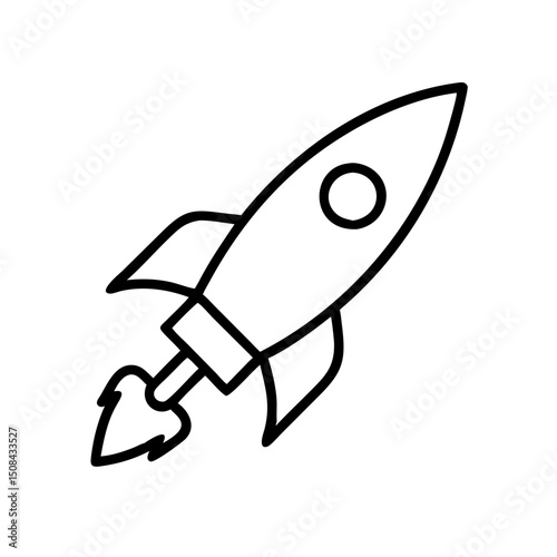 rocket launch icon in minimalistic style, black outline, transparent background